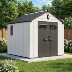 Abri de jardin toit plat polypropylène anthracite 233,8x233,8cm Jôbu