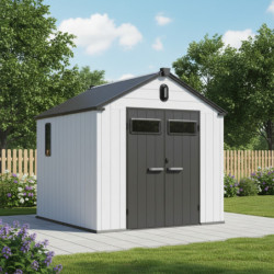 Abri de jardin toit plat polypropylène anthracite 233,8x233,8cm Jôbu