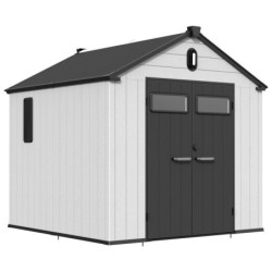 Abri de jardin toit plat polypropylène anthracite 233,8x233,8cm Jôbu