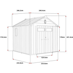 Abri de jardin toit plat polypropylène anthracite 233,8x233,8cm Jôbu