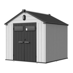 Abri de jardin toit plat polypropylène anthracite 233,8x233,8cm Jôbu