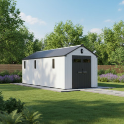 Abri de Jardin 14m² Docker Jobu - Résine Brossée avec Skylight et Plancher