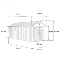 Abri de Jardin 14m² Docker Jobu - Résine Brossée avec Skylight et Plancher