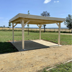 Carport Ombra 12,53m² en bois massif avec toit en bac acier Habrita