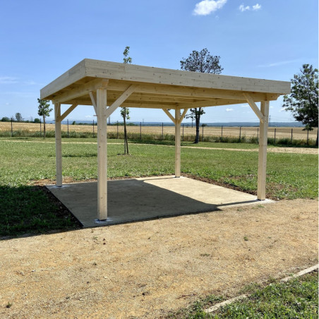 Carport Ombra 12,53m² en bois massif avec toit en bac acier Habrita