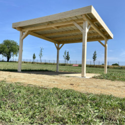 Carport Ombra 12,53m² en bois massif avec toit en bac acier Habrita
