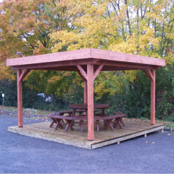 Carport Ombra 12,53m² en bois massif avec toit en bac acier Habrita