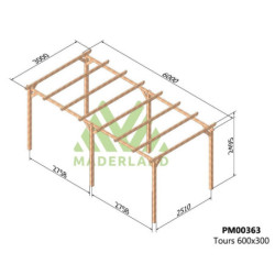 Pergola autoportante 600x300cm - traité autoclave - Tours - Maderland
