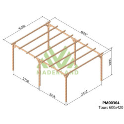 Pergola autoportante 600x420cm - traité autoclave - Tours - Maderland
