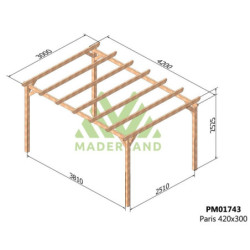 Pergola autoportante 420x300cm - traité autoclave - Paris - Maderland
