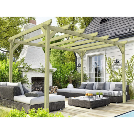 Pergola autoportante 510x420cm - traité autoclave - Paris - Maderland