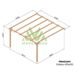 Pergola adossée 420x420cm - traité autoclave - Orléans - Maderland