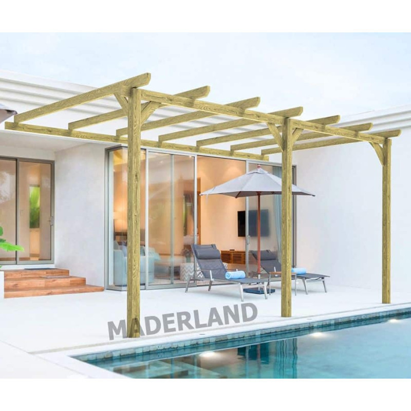 Pergola adossée 510x300cm - traité autoclave - Orléans - Maderland