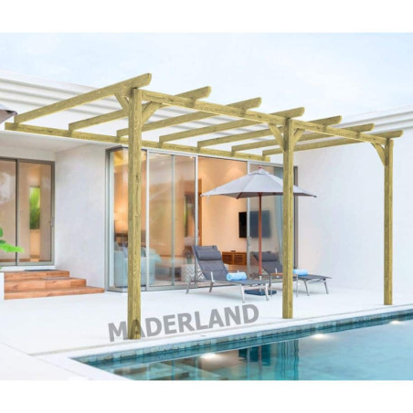 Pergola adossée 600x300cm - traité autoclave - Orléans - Maderland