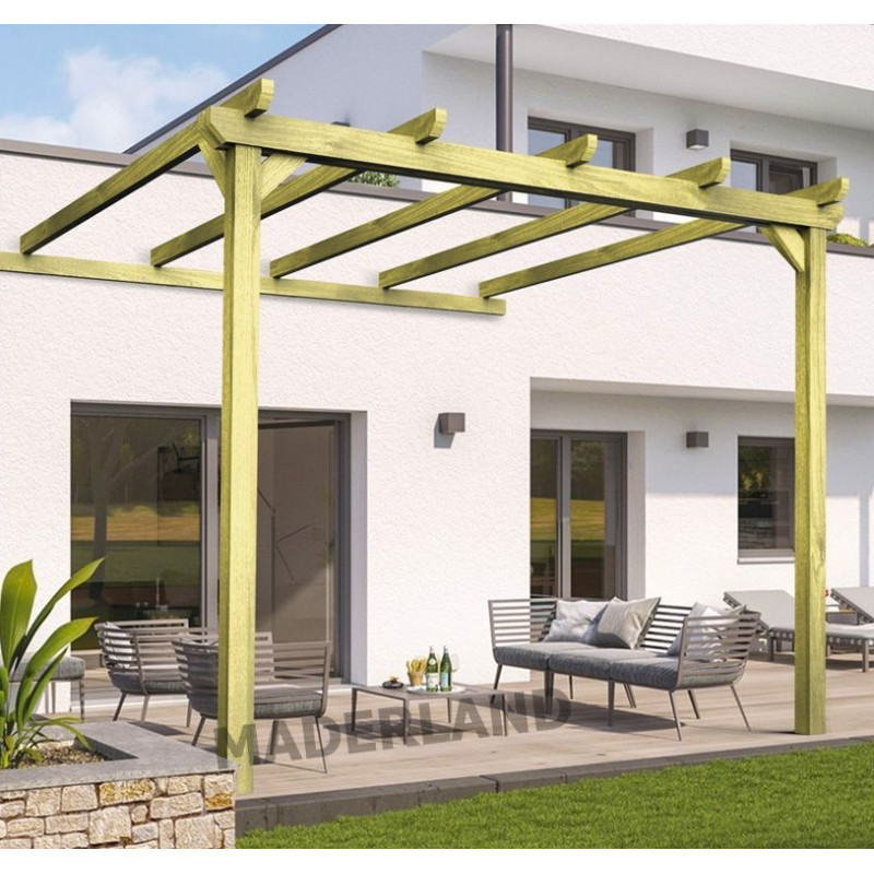 Pergola adossée 300x300cm - traité autoclave - Saint-Denis - Maderland