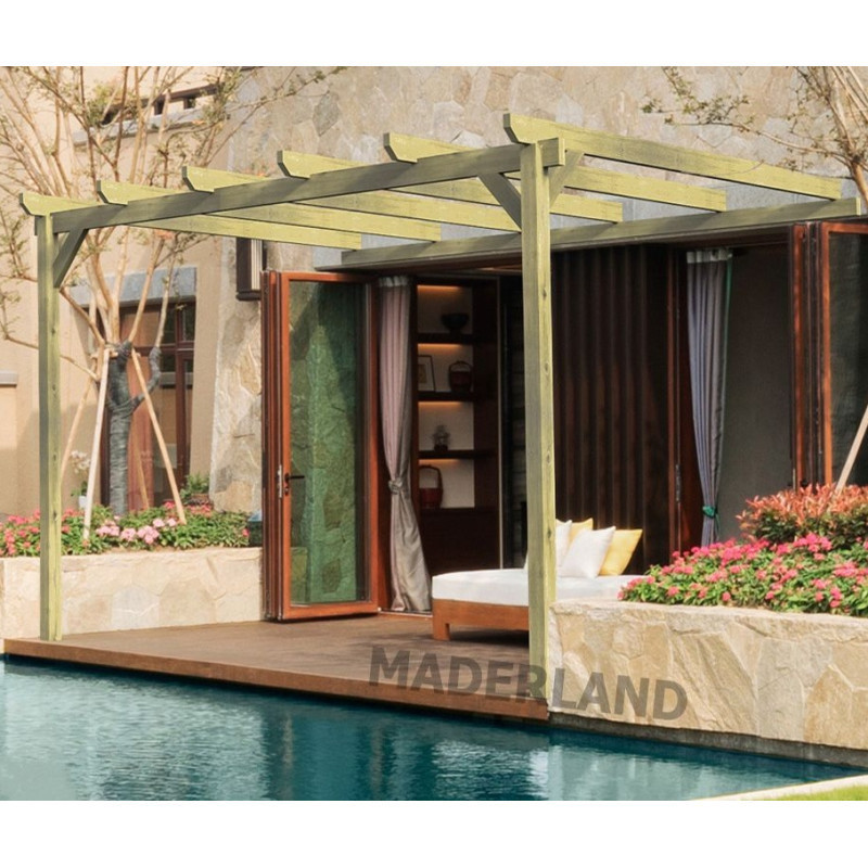 Pergola adossée 300x300cm - traité autoclave - Narbonne - Maderland