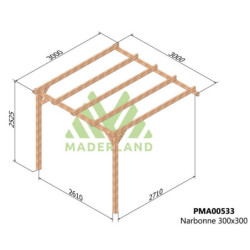Pergola adossée 300x300cm - traité autoclave - Narbonne - Maderland