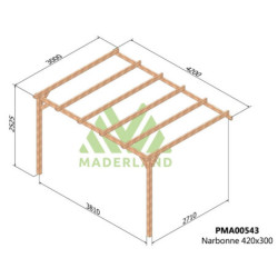 Pergola adossée 420x300cm - traité autoclave - Narbonne - Maderland