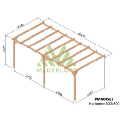 Pergola adossée 600x300cm - traité autoclave - Narbonne - Maderland