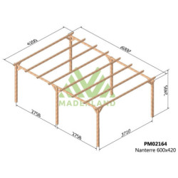 Carport autoportant 600x420cm - traité autoclave - Nanterre - Maderland