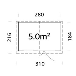 Abri de jardin Pablo 3 - en bois traité - madriers 19mm - WhiteWood