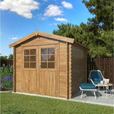 Abri de jardin Valence 1 - en bois traité - madriers 28mm - WhiteWood