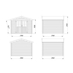 Abri de jardin Valence 2 - en bois brut - madriers 28mm - WhiteWood