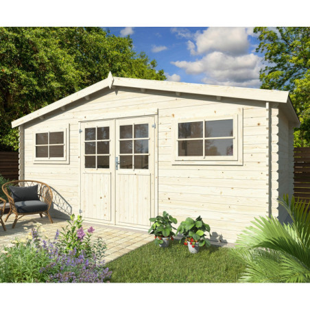 Abri de jardin Luxembourg 1 - en bois brut - madriers 28mm - WhiteWood