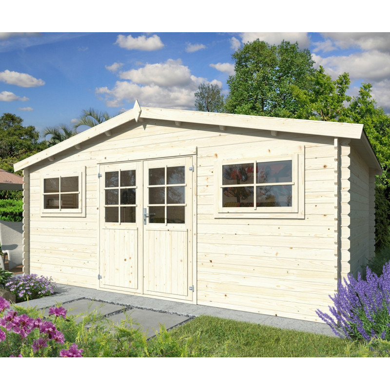 Abri de jardin Luxembourg 2 - en bois brut - madriers 28mm - WhiteWood