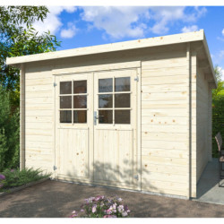 Abri de jardin Lola 1 - en bois brut - madriers 28mm - WhiteWood