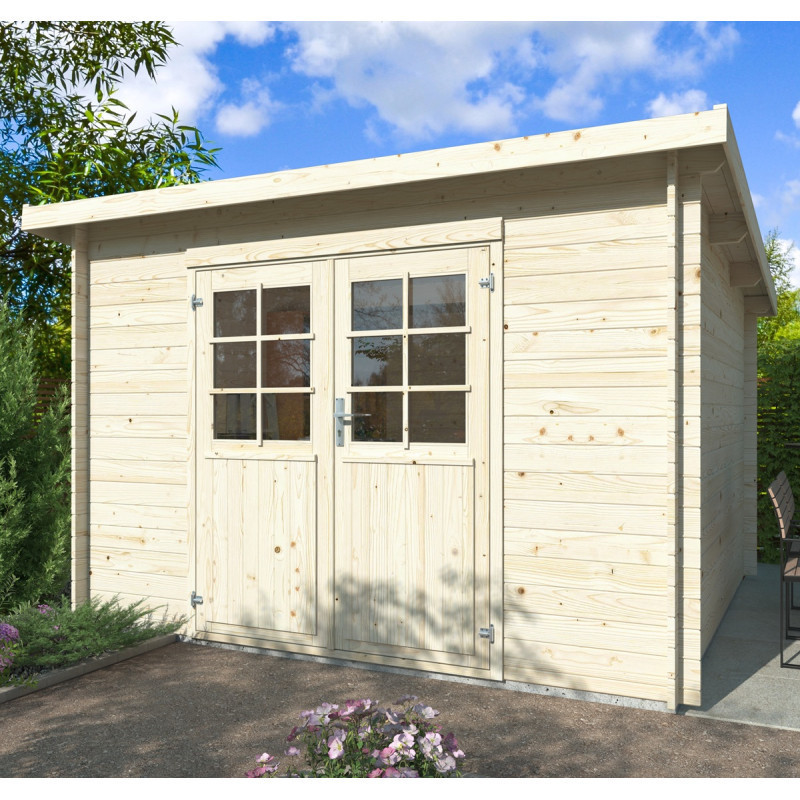 Abri de jardin Lola 1 - en bois brut - madriers 28mm - WhiteWood