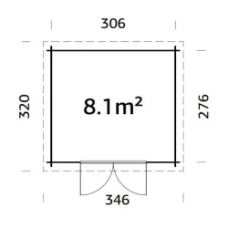 Abri de jardin Lola 1 - en bois traité - madriers 28mm - WhiteWood