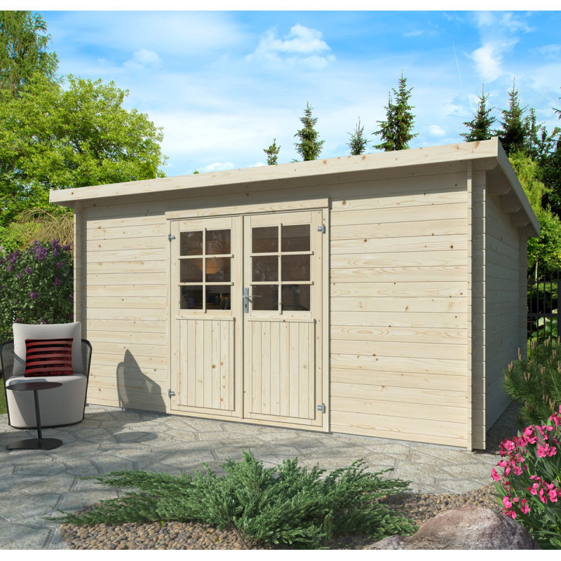 Abri de jardin Lola 2 - en bois brut - madriers 28mm - WhiteWood