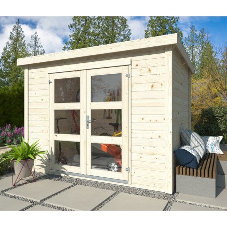 Abri de jardin Olivia 1 - en bois brut - madriers 19mm - WhiteWood