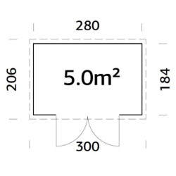 Abri de jardin Olivia 1 - en bois brut - madriers 19mm - WhiteWood