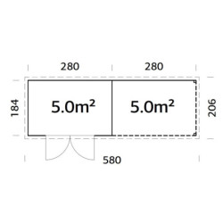 Abri de jardin Olivia 1 avec terrasse - madriers 19mm - WhiteWood