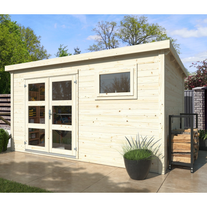 Abri de jardin Lya 2 - en bois brut - madriers 28mm - WhiteWood