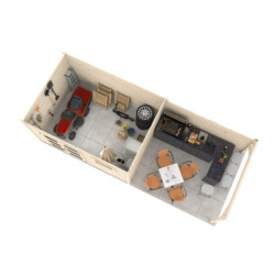 Abri de jardin brut Lya 2 avec terrasse - madriers 28mm - WhiteWood