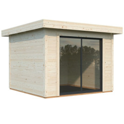 Bureau de jardin Lydia 8,22m² - en bois brut - madriers 28mm - WhiteWood