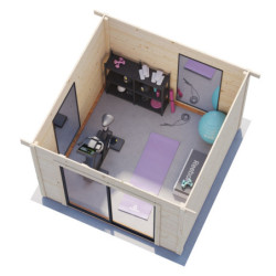 Bureau de jardin Lydia 8,22m² - en bois brut - madriers 28mm - WhiteWood