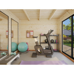 Bureau de jardin Lydia 8,22m² - en bois brut - madriers 28mm - WhiteWood