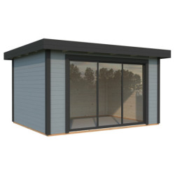 Bureau de jardin Lydia 11,12m² - en bois gris - madriers 28mm - WhiteWood