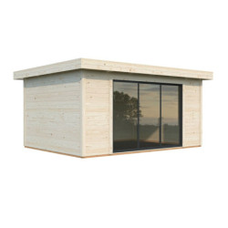 Bureau de jardin Lydia 14,85m² - en bois brut - madriers 28mm - WhiteWood