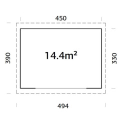 Bureau de jardin Lydia 14,85m² - en bois gris - madriers 28mm - WhiteWood