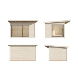 Bureau de jardin Andrea 11,7m² - en bois brut - madriers 44mm - Palmako