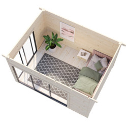 Bureau de jardin Andrea 11,7m² - en bois brut - madriers 44mm - Palmako