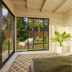 Bureau de jardin Andrea 11,7m² - en bois brut - madriers 44mm - Palmako