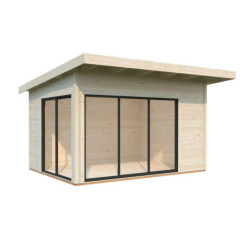 Bureau de jardin Andrea 11,7m² - en bois brut - madriers 44mm - Palmako