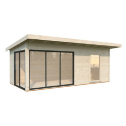 Bureau de jardin Andrea 17,85m² - en bois brut - madriers 44mm - Palmako