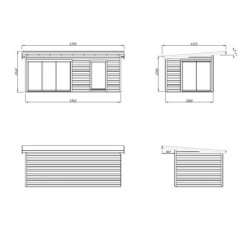 Bureau de jardin Andrea 17,85m² - en bois brut - madriers 44mm - Palmako